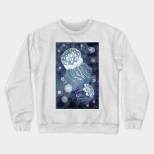 White Watercolor Jellyfish Crewneck Sweatshirt